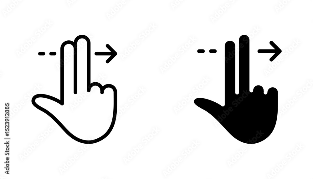 Poster swipe linear style icons set. hands button icons. vector illustration on white background