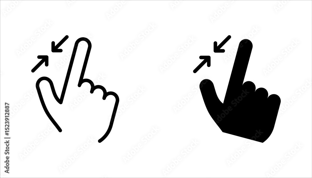 Poster swipe linear style icons set. hands button icons. vector illustration on white background