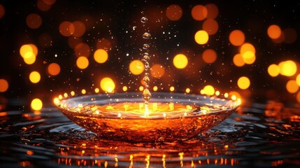 Golden Water Drop Impact