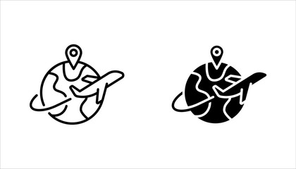 Travel around world icon set. International tourism. Planet map navigation. vector illustration on white background