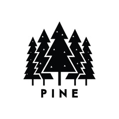Pine Trees Vector Silhouette Minimalist Retro