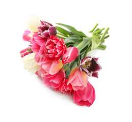 Bouquet of beautiful tulips isolated on white