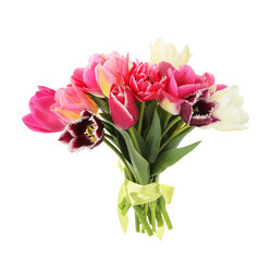 Bouquet of beautiful tulips isolated on white