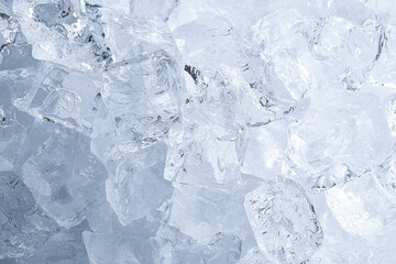 Cubes of clear ice as background, closeup