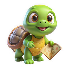 Fototapeta premium Cute cartoon turtle holding book isolated on transparent background
