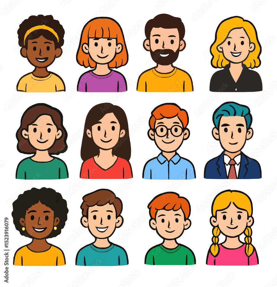 Aufkleber set of colorful avatar icons profile picture image user perfect for ui cute cartoon character colorf