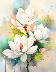Generated image card design magnolias watercolor 