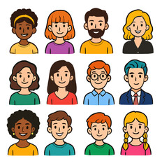 Set of colorful avatar icons profile picture image user perfect for UI cute cartoon character colorful flat lay