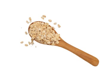 spoon of oats, oat on white background, oats flakes, oatmeal food on white background 