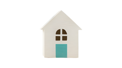 Charming Minimalist White House with Teal Door Isolated on transparent Background