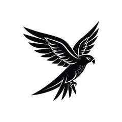 Fototapeta premium Falcon Perched Vector Silhouette Wings Chrome