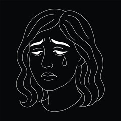 girl with sad face tears on eyes