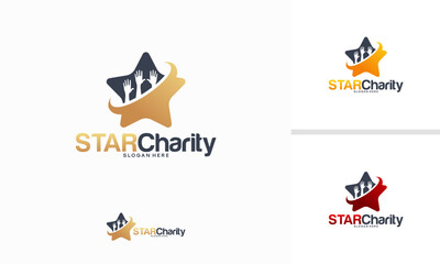 Star Charity logo designs concept, Shine Care logo template vector