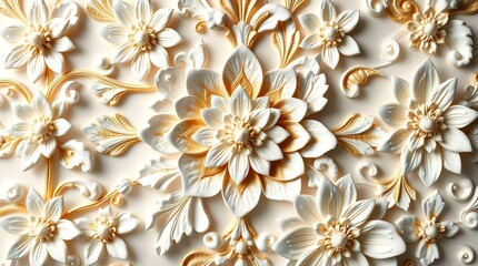 ornate white and gold floral pattern