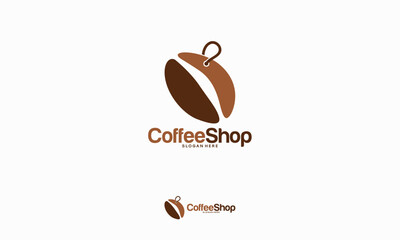Coffee Shop logo designs concept vector, Coffee bean logo template designs