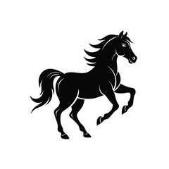 Obraz premium Horse Galloping Vector Silhouette Dynamic Chrome