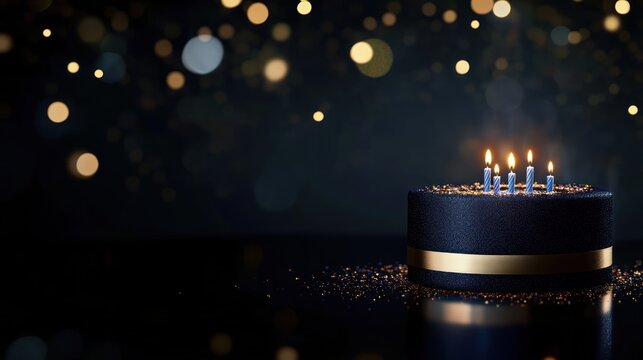 Elegant dark birthday cake with candles