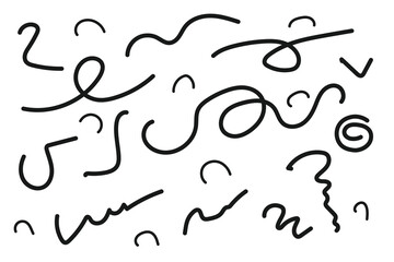 Handdrawn doodle sketch with swirling lines and curves. Random doodles strokes and loops