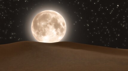 Lunar glow over endless sandy dunes