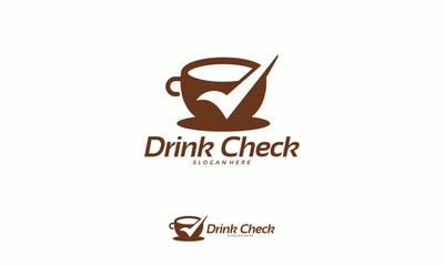 Drink Check logo designs concept vector, Safe Drink logo template