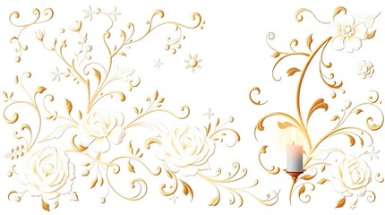 ornate white and gold floral pattern