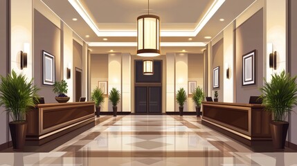 Luxurious hotel lobby interior