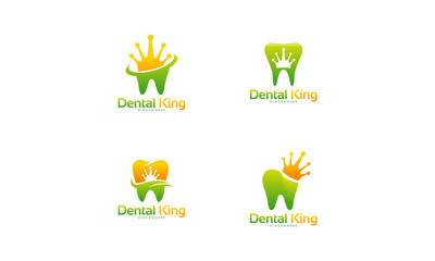 Set of Dental King logo designs concept vector, Dental Crown logo template