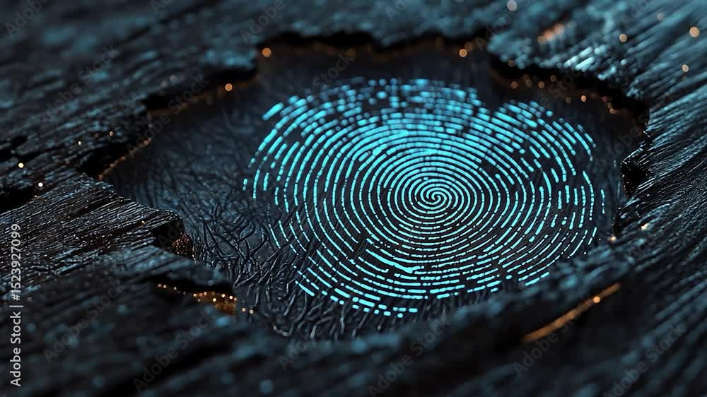 Poster Digital Fingerprint Pattern on Textured Surface
