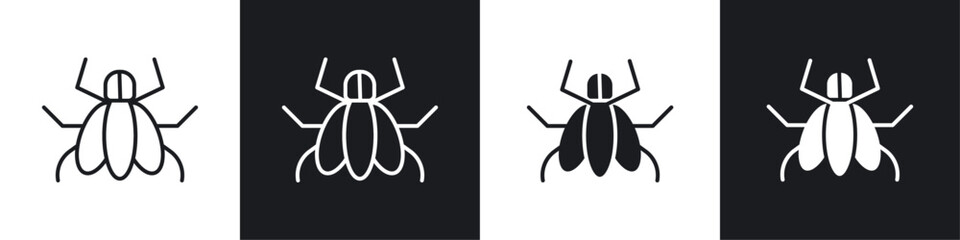 Fly insect icon symbol collection on white background.