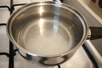 Water in the pot on the stove