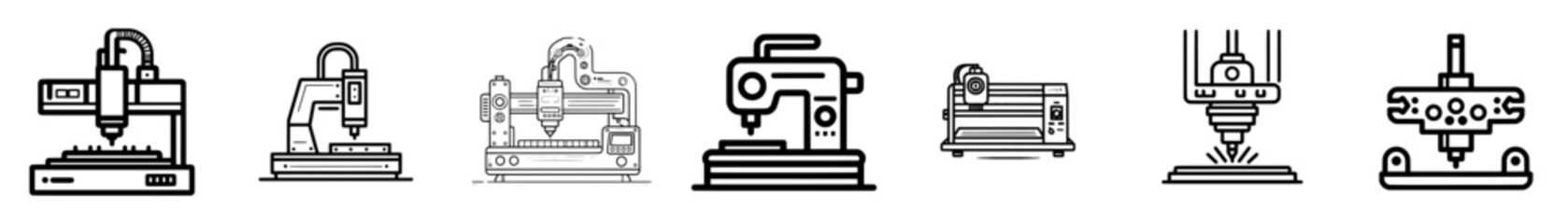 The icon for a laser cutting line represents a laser cutting machine or a metal steel cutter, embodying a modern CNC tool, and is also symbolic of a plasma engraving printer or an electric beam