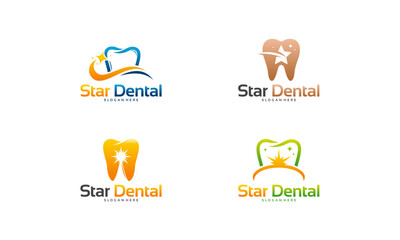 Set of Star Dental logo designs concept vector, Shine Dental logo template vector, Dental logo