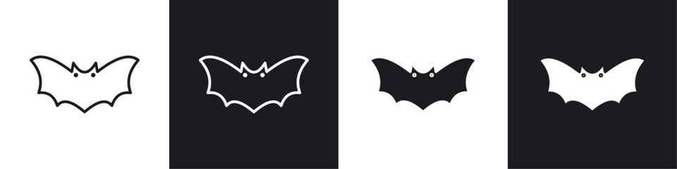 Bat icon symbol collection on white background.