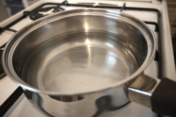 Water in the pot on the stove