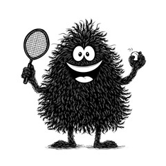 A groovy cheerful character is found in the table tennis sport club, where a cute hippie isolated in a modern environment symbolizes the ping-pong game as part of a sport championship, complete with