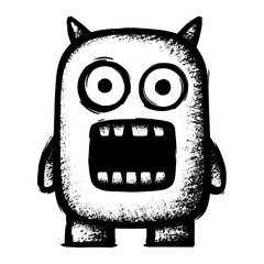 The digit 0 is depicted as a strange monster character in this font, which also features a spooky Halloween creature alphabet, a crazy cartoon horror monster character popular among kids today, and a