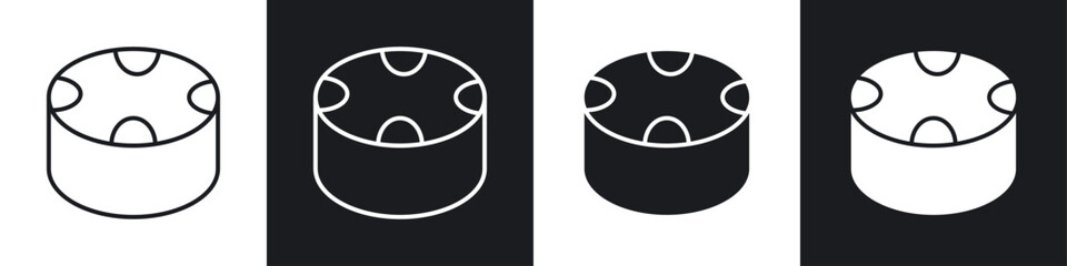 Drum steelpan icon symbol collection on white background.