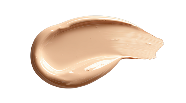 Creamy, light beige foundation smudged on a black background