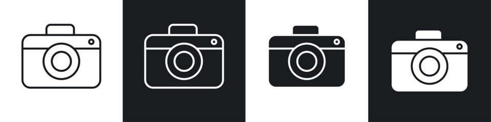 Retro camera icon symbol collection on white background.