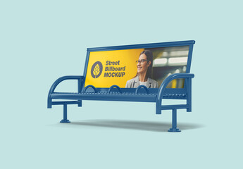 Street Bench Billboard Mockup