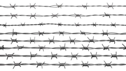 various barbed wire isolated on transparent background