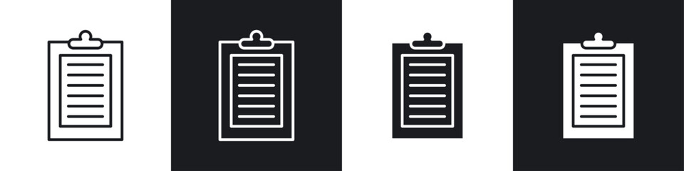 Clipboard icon symbol collection on white background.