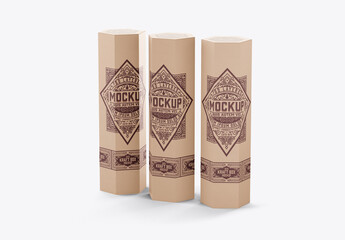 Hexagonal Kraft Box Mockup