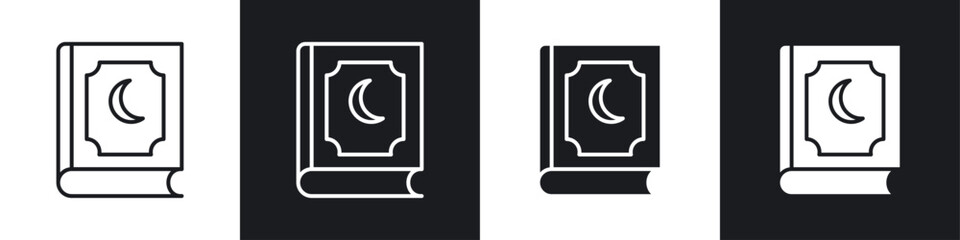 Quran Book icon symbol collection on white background.
