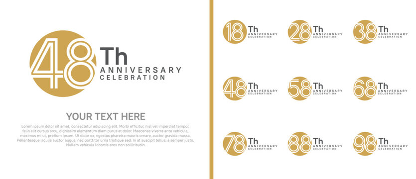 logo anniversary set. brown and black color with circle on white background for special event