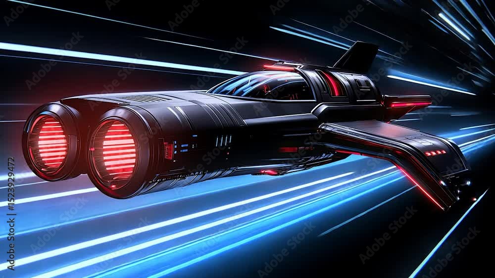 Aufkleber futuristic spaceship in motion.