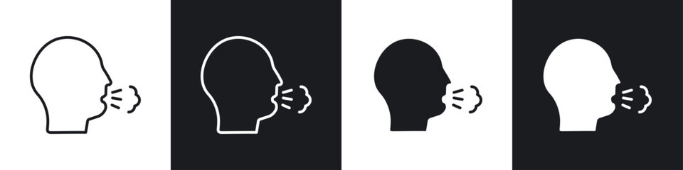 Cough icon symbol collection on white background.