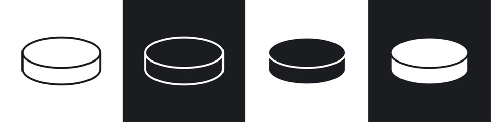 Hockey puck icon symbol collection on white background.