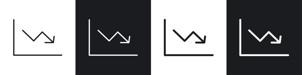 Arrow trend-down icon symbol collection on white background.