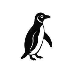 Obraz premium Penguin Waddling Vector Silhouette Black White